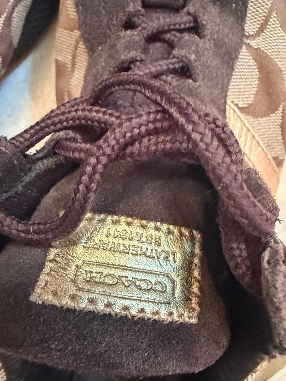 Vintage Coach Brown and Gold Signature Low-Top of Sneakers